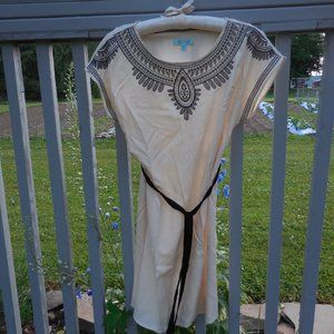 She & Sky Cream and Black Boho Dress